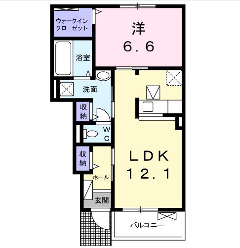 クオ一レ IV(1LDK/1階)の間取り写真
