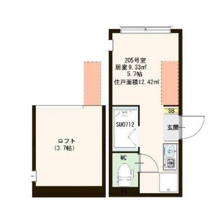 LOGUE(ワンルーム/1階)の間取り写真