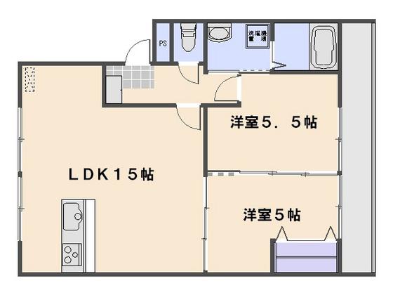 ボイスビルII(2LDK/3階)の間取り写真