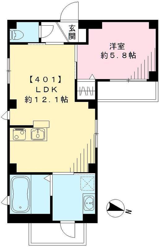 ル・マタン(1LDK/4階)の間取り写真