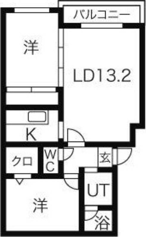 ルネサンス山の手(2LDK/2階)の間取り写真