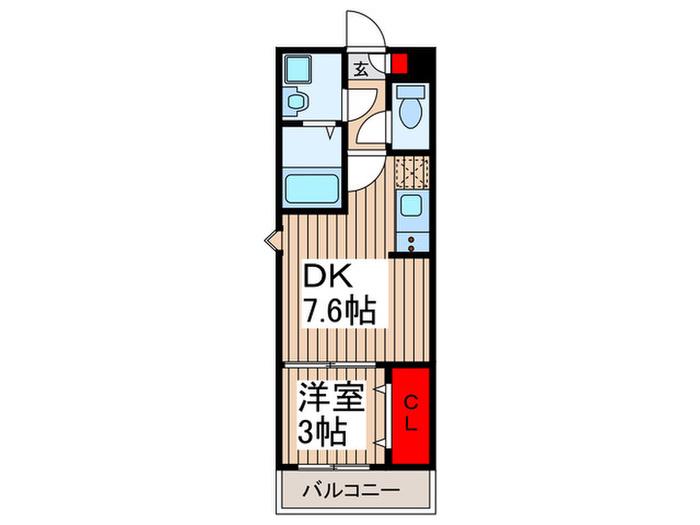 ジーメゾン大宮今羽町(1DK/2階)の間取り写真