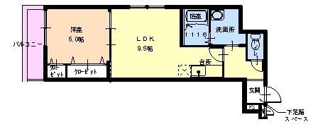 フジパレス上新庄II番館(1LDK/1階)の間取り写真