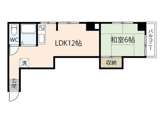 レジデンス西十日市(1LDK/4階)の間取り写真