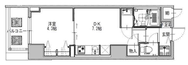 S-RESIDENCE堺筋本町UNO(1DK/9階)の間取り写真