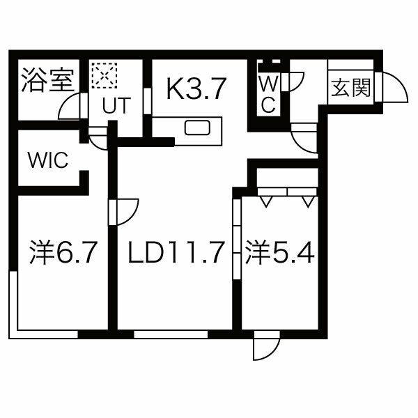 ラフィナート発寒中央(2LDK/3階)の間取り写真