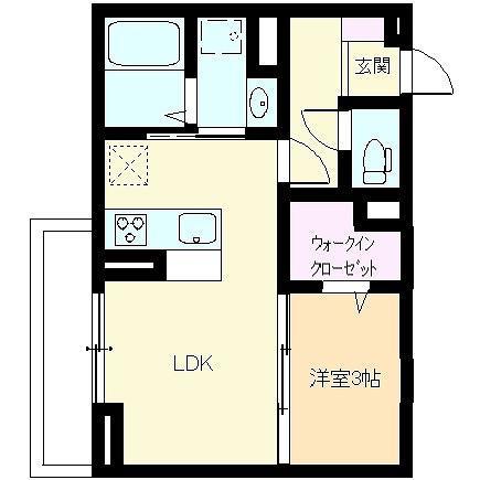 サンガーデン新山口 A(1LDK/2階)の間取り写真
