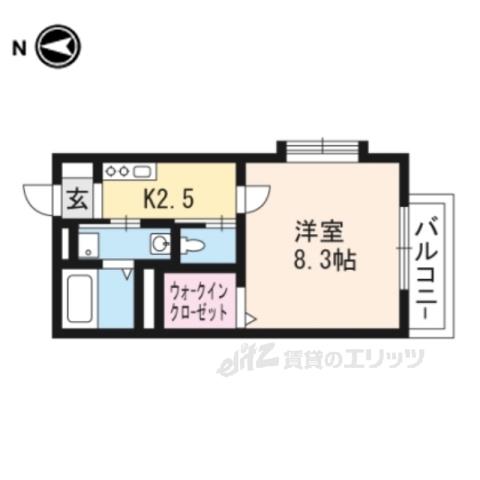 地下鉄東西線 東野駅(京都) 徒歩17分 2階建 築17年(1K/1階)の間取り写真