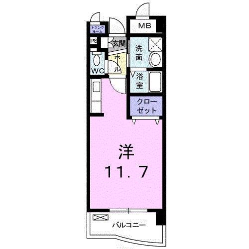 高染IX館(ワンルーム/3階)の間取り写真