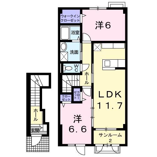 レジーナIII(2LDK/2階)の間取り写真
