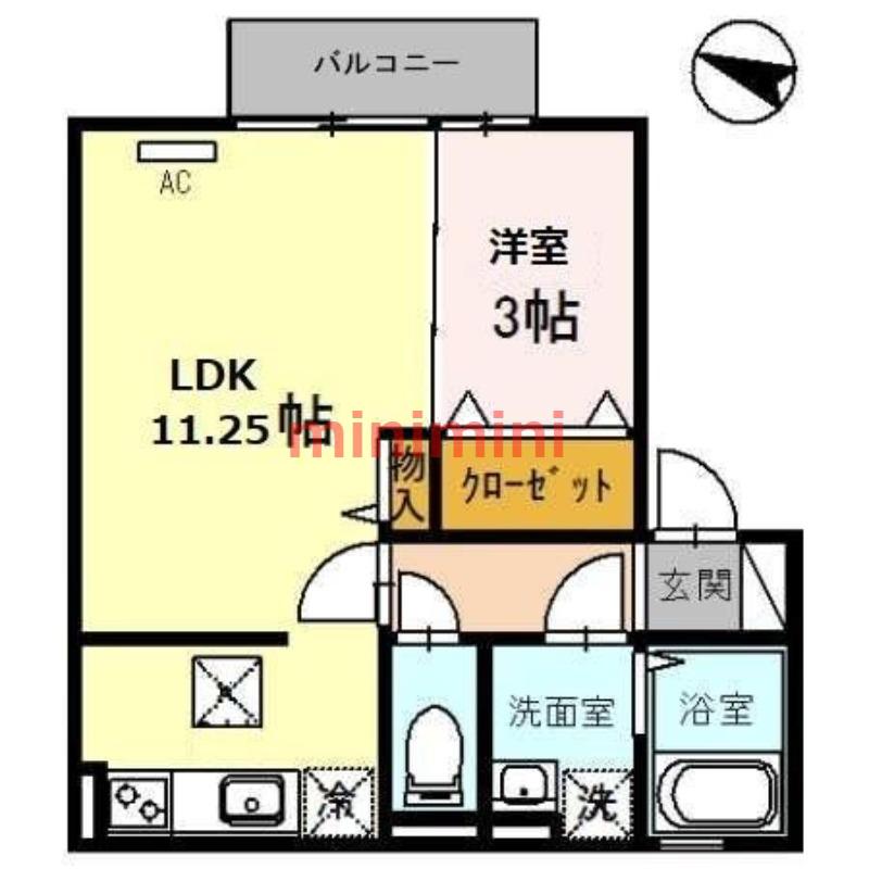 クラインガルテン A棟(1LDK/2階)の間取り写真