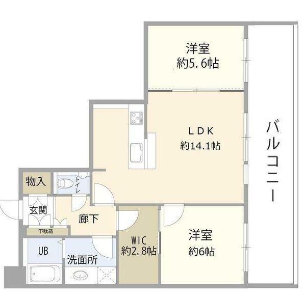 ディアマークスキャピタルタワー(2LDK/28階)の間取り写真