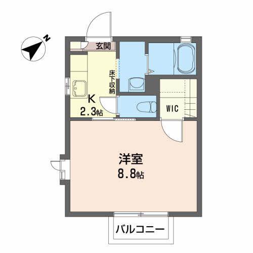 プリマベーラM(1K/2階)の間取り写真