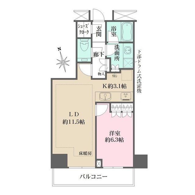 ザ・パークハウス新宿タワー(1LDK/8階)の間取り写真
