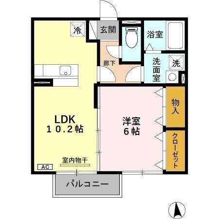CASA・L B(1LDK/2階)の間取り写真