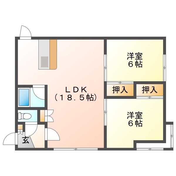 レジダンスモナーク(2LDK/1階)の間取り写真