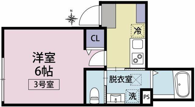 ルクシア桜ヶ丘(1K/1階)の間取り写真
