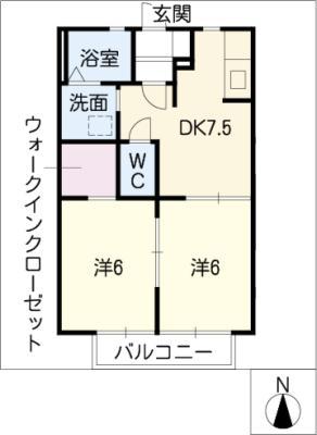 サニーヒル永和 C棟(2DK/2階)の間取り写真