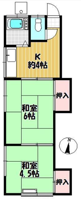 駒形荘(2K/1階)の間取り写真