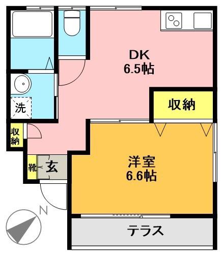 メゾンドブローニュII(1DK/1階)の間取り写真