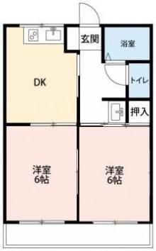 KFビル(2DK/6階)の間取り写真
