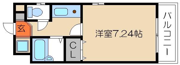 グランピア西陣(1K/2階)の間取り写真