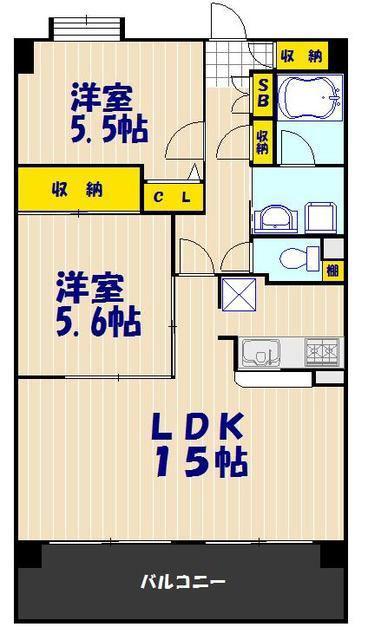 テラスコンコード(2LDK/6階)の間取り写真