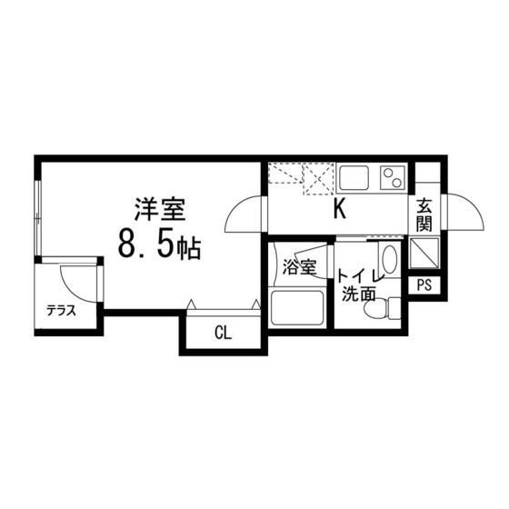 ゾンネモント子平町(1K/1階)の間取り写真