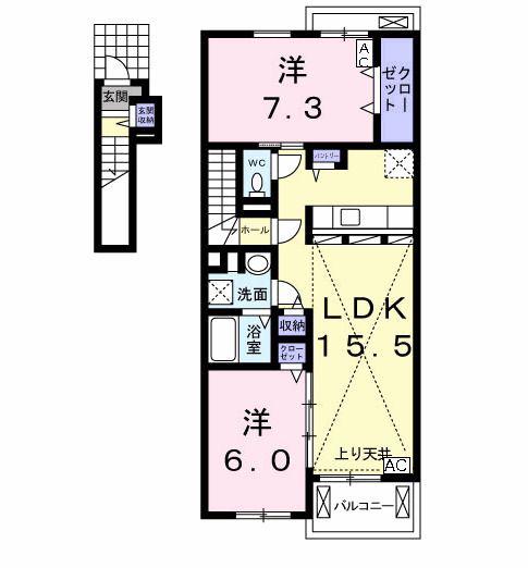 マジェスタI(2LDK/2階)の間取り写真
