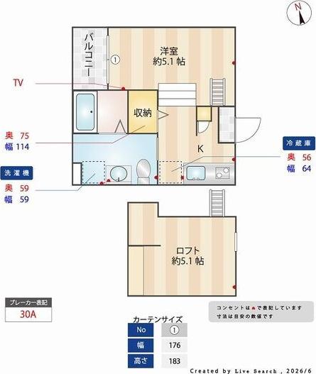 M.Kオリオン名古屋(1K/1階)の間取り写真