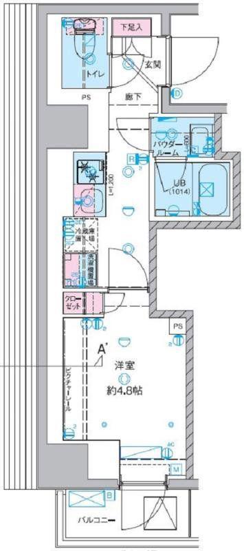 ジェノヴィア桜上水II(1K/8階)の間取り写真