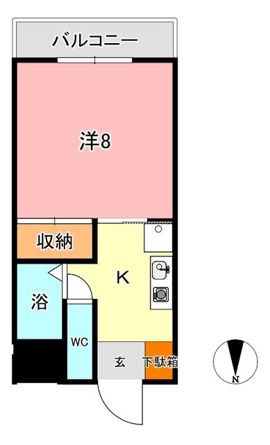 プリード遠藤A(1K/3階)の間取り写真
