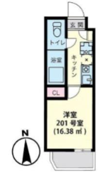 スマートVILLA戸越(1K/3階)の間取り写真