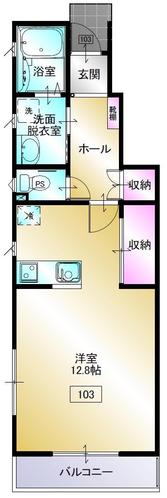 サンラファエル(1K/1階)の間取り写真