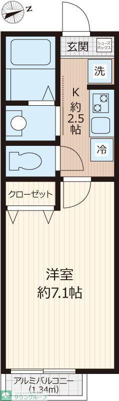 パステールグラン土気(1K/2階)の間取り写真