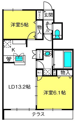 メゾンパルトゥネール(2LDK/1階)の間取り写真