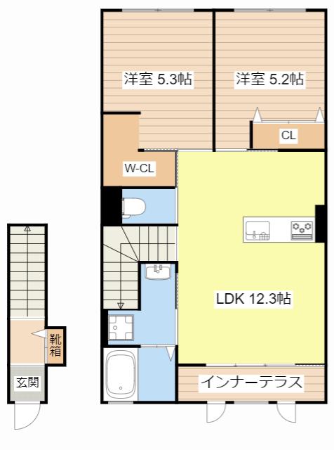 メゾン ベイリーフ(2LDK/2階)の間取り写真