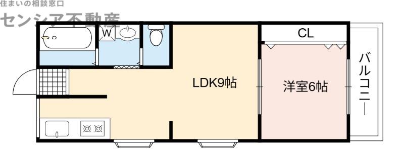 ミライ ハイム(1LDK/2階)の間取り写真