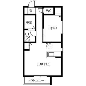 プリシェール東海通(1LDK/2階)の間取り写真