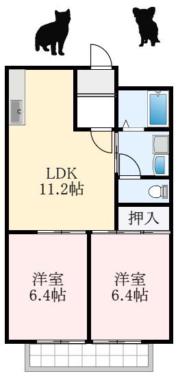 サマックスYUIハイツ(2LDK/2階)の間取り写真