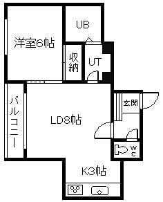第3ニッケンハイツ(1LDK/5階)の間取り写真