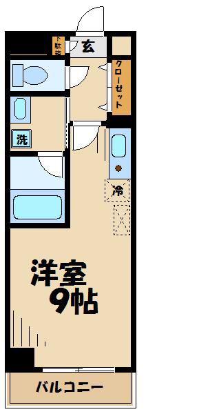 レイール(ワンルーム/2階)の間取り写真