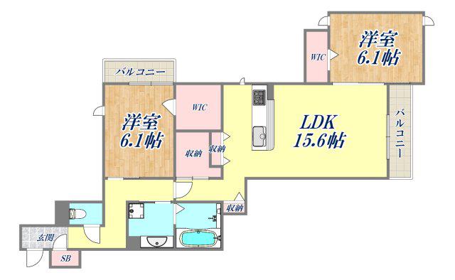 NIGAWA RESIDENCE2(2LDK/3階)の間取り写真