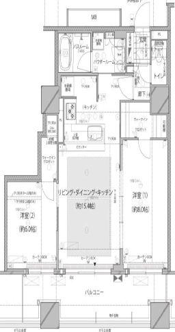 プレサンスレジェンド堺筋本町タワー(2LDK/12階)の間取り写真