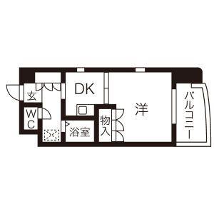 ラ・モヴェール白壁(1DK/6階)の間取り写真