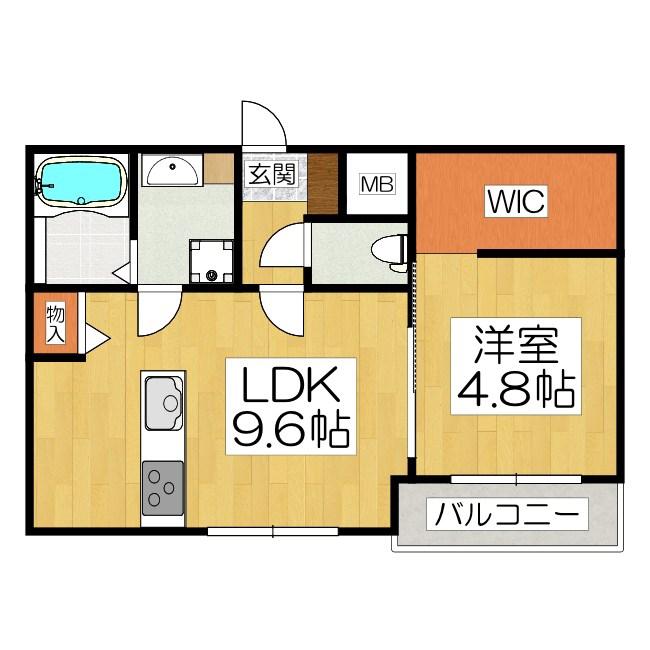 COCOWA LE HAL(1LDK/2階)の間取り写真