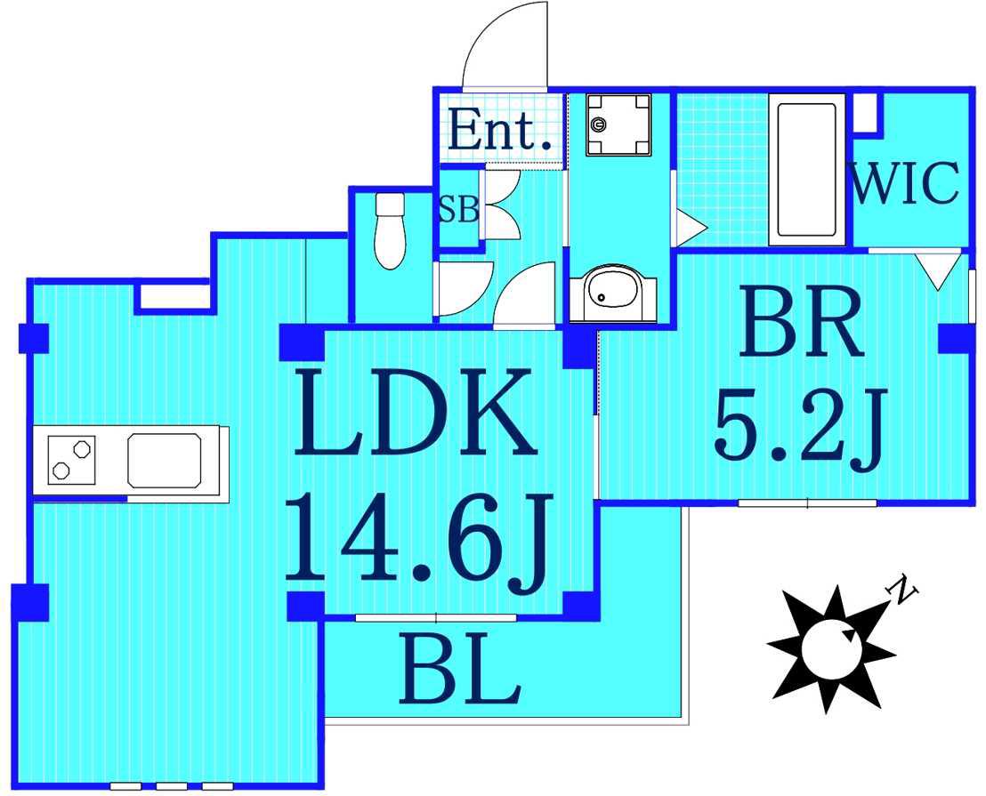 ベイウッドヨコハマ(1LDK/2階)の間取り写真
