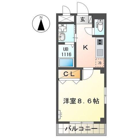 コンフォール道徳(1K/1階)の間取り写真