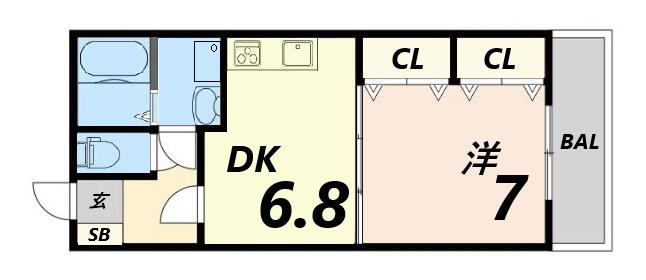 エステート英賀(1DK/1階)の間取り写真