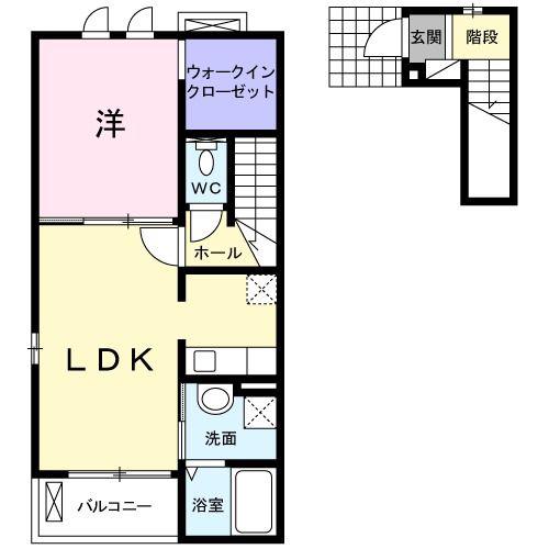 プレザント ガーデン K(1LDK/2階)の間取り写真
